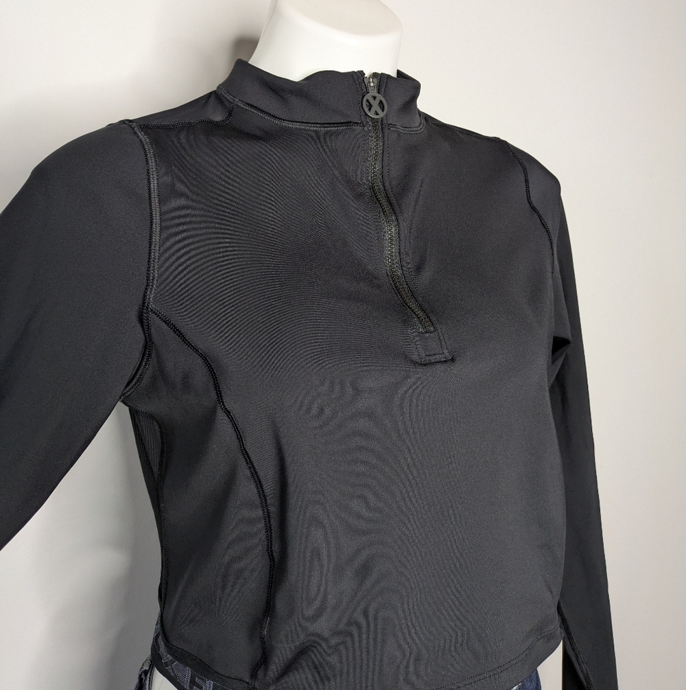 Savage X Fenty Black Cropped Mesh Back Long Sleeve Exercise Workout Top L/Xl - Picture 3 of 8